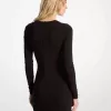 Kleid mit Schlüssellochmuster aus mattem Stretch-Jersey Kleid mit Schlüssellochmuster aus mattem Stretch-Jersey