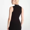 Kleid mit Stehkragen aus Stretch-Viskose Kleid mit Stehkragen aus Stretch-Viskose