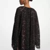 Kleid mit V-Ausschnitt aus schnurgebundener Blumenspitze mit Nieten Kleid mit V-Ausschnitt aus schnurgebundener Blumenspitze mit Nieten