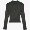 Kurzer Pullover aus geripptem Strick in Metallic-Optik Kurzer Pullover aus geripptem Strick in Metallic-Optik