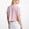 Kurzes T-Shirt aus stückgefärbter Baumwolle mit Nieten Kurzes T-Shirt aus stückgefärbter Baumwolle mit Nieten
