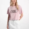 Kurzes T-Shirt aus stückgefärbter Baumwolle mit Nieten Kurzes T-Shirt aus stückgefärbter Baumwolle mit Nieten