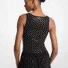Kurzes Tanktop aus Stretch-Viskose mit Nieten Kurzes Tanktop aus Stretch-Viskose mit Nieten