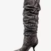 Luna-Stiefel aus Leder mit Schlangenprägung Luna-Stiefel aus Leder mit Schlangenprägung