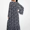 Maxikleid aus geblümtem Georgette mit Gürtel Maxikleid aus geblümtem Georgette mit Gürtel
