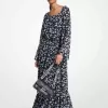 Maxikleid aus geblümtem Georgette mit Gürtel Maxikleid aus geblümtem Georgette mit Gürtel
