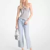 Metallic-Stretch-Strick-Neckholder-Tanktop mit Ausschnitten Metallic-Stretch-Strick-Neckholder-Tanktop mit Ausschnitten