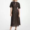 Midikleid aus schnurgebundener Spitze mit Leopardenmuster Midikleid aus schnurgebundener Spitze mit Leopardenmuster