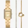 Mini Emery Pavé goldfarbenes Geschenkset mit Uhr und Armband