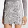 Minirock aus floralem Metallic-Wildleder Minirock aus floralem Metallic-Wildleder