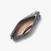 Mittelgroße Empire-Pochette aus gesprenkeltem Denim mit Kettengliedern Mittelgroße Empire-Pochette aus gesprenkeltem Denim mit Kettengliedern