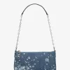 Mittelgroße Empire-Pochette aus gesprenkeltem Denim mit Kettengliedern Mittelgroße Empire-Pochette aus gesprenkeltem Denim mit Kettengliedern