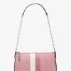 Mittelgroße, gestreifte Empire-Pochette mit charakteristischem Logo und Kettengliedern