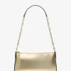 Mittlere Empire-Pochette aus Metallic-Leder mit Kettengliedern