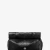 Mittlere Lunchbox-Clutch aus Leder mit Python-Prägung und Monogramm