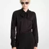 Moiré-Bluse mit Bindekragen Moiré-Bluse mit Bindekragen