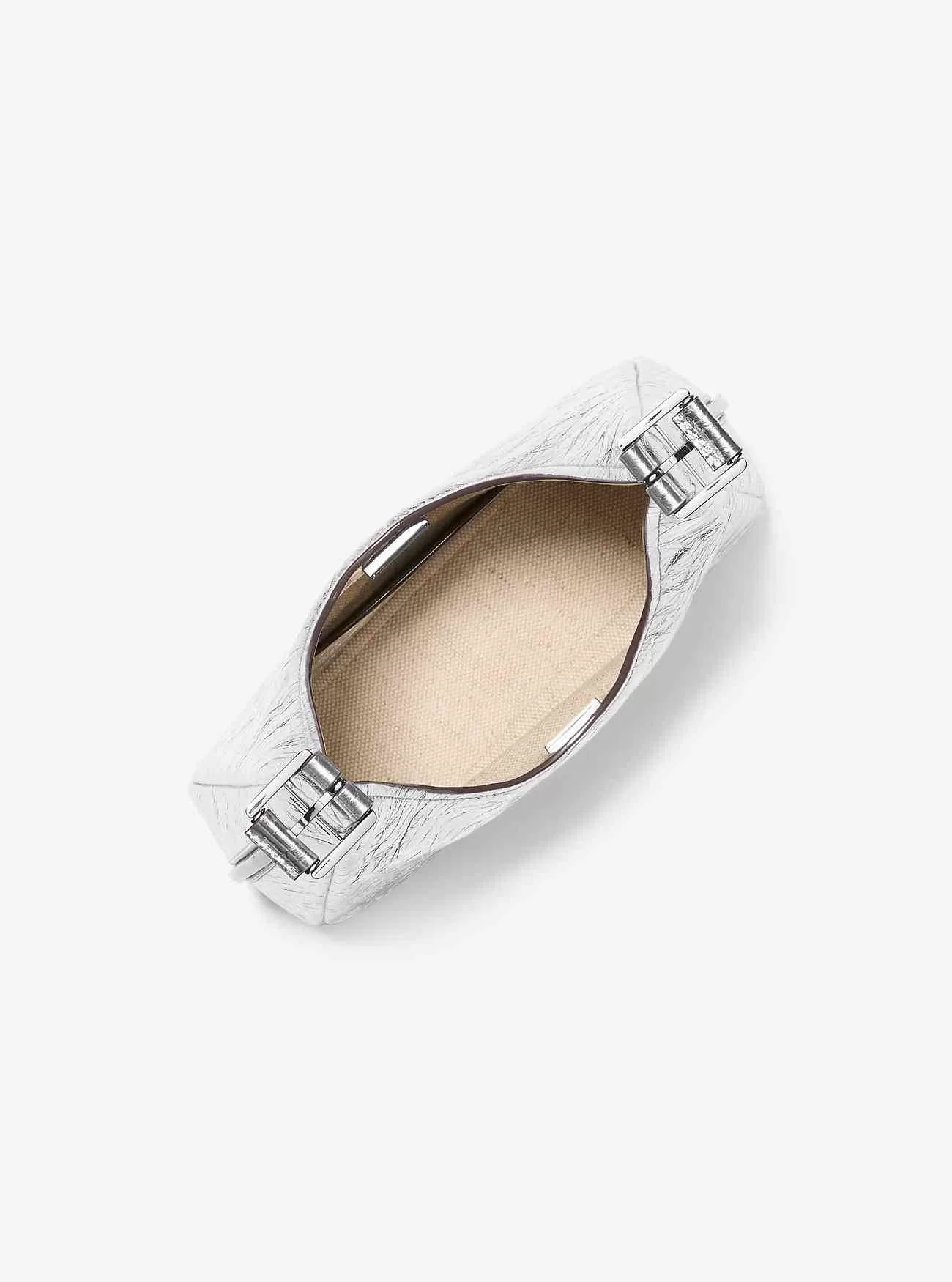 Nolita Kleine Hobo-Umhängetasche aus Metallic-Leder mit Knistereffekt