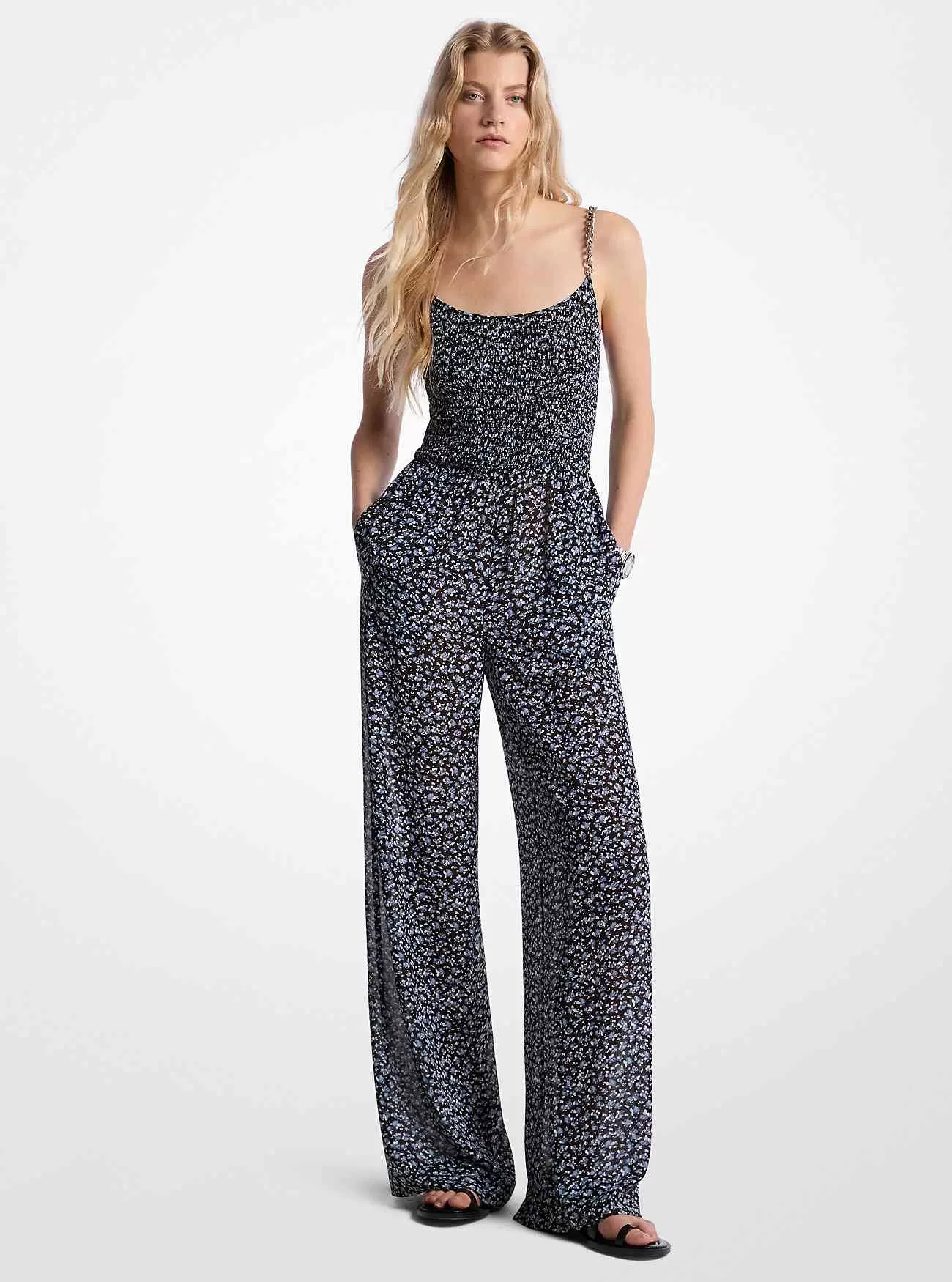 Overall aus Georgette mit Blumenmuster und Verzierung