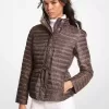 Packbare Pufferjacke aus Satin-Ciré mit Logo Packbare Pufferjacke aus Satin-Ciré mit Logo