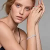 Pavé-Panzergliederarmband aus Sterlingsilber mit Edelmetallbeschichtung Pavé-Panzergliederarmband aus Sterlingsilber mit Edelmetallbeschichtung