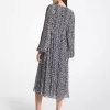 Plissee-Midikleid aus Georgette mit Leopardenmuster Plissee-Midikleid aus Georgette mit Leopardenmuster