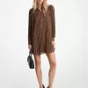 Plissiertes Georgette-Kleid mit Gepardenmuster Plissiertes Georgette-Kleid mit Gepardenmuster