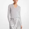 Pullover aus Metallic-Viskosemischung mit V-Ausschnitt Pullover aus Metallic-Viskosemischung mit V-Ausschnitt
