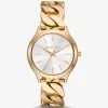 Schlanke Runway-Uhr mit goldfarbenem Panzerarmband Schlanke Runway-Uhr mit goldfarbenem Panzerarmband
