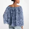Schulterfreies Oberteil aus geblümtem Batik-Georgette Schulterfreies Oberteil aus geblümtem Batik-Georgette