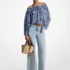 Schulterfreies Oberteil aus geblümtem Batik-Georgette Schulterfreies Oberteil aus geblümtem Batik-Georgette