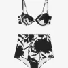 Set aus Bikinioberteil und Slip aus Stretch-Nylon-Krepp mit Blumenmuster Set aus Bikinioberteil und Slip aus Stretch-Nylon-Krepp mit Blumenmuster
