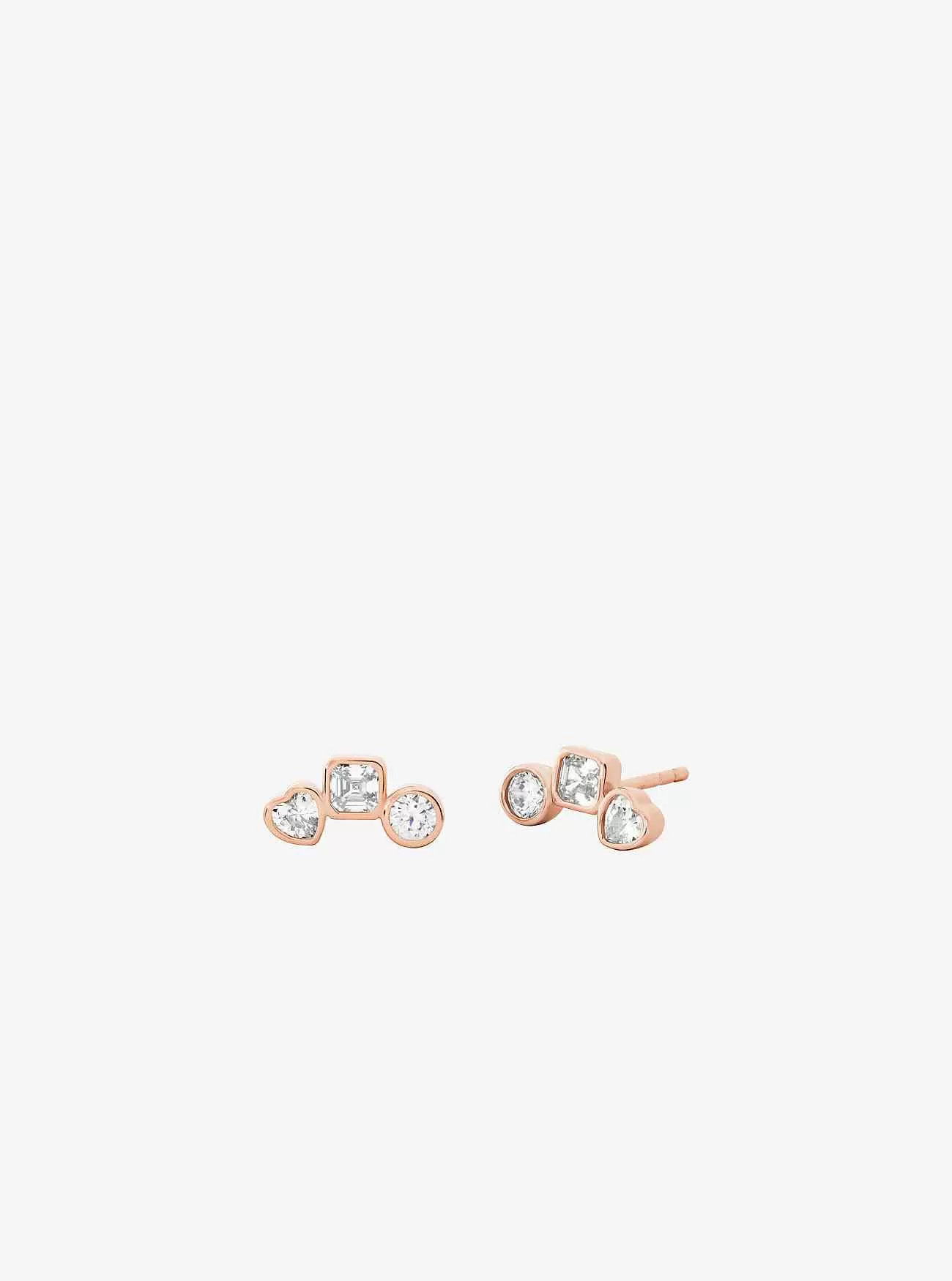 Set aus Halskette und Ohrsteckern mit edlem, metallbeschichtetem Zirkonia