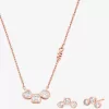 Set aus Halskette und Ohrsteckern mit edlem, metallbeschichtetem Zirkonia