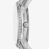 Silberfarbene Mini-Armbanduhr mit Sage-Pavé Silberfarbene Mini-Armbanduhr mit Sage-Pavé