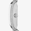 Silberfarbene Mini-Emery-Pavé-Uhr mit Panzergliedergliedern Silberfarbene Mini-Emery-Pavé-Uhr mit Panzergliedergliedern