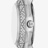 Silberfarbene Mini-Raquel-Pavé-Armbanduhr
