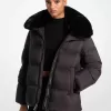 Steppjacke mit Kunstpelzkragen