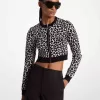 Strickjacke mit Leoparden-Jacquard-Strick und Reißverschluss Strickjacke mit Leoparden-Jacquard-Strick und Reißverschluss