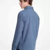 Stückgefärbte Hemdjacke aus Stretch-Baumwollpopeline Stückgefärbte Hemdjacke aus Stretch-Baumwollpopeline