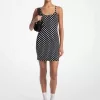 Tanktop-Kleid aus gepunktetem Stretch-Nylon Tanktop-Kleid aus gepunktetem Stretch-Nylon