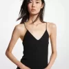 Tanktop aus Stretch-Viskosemischung mit Kettenbesatz