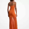 Transparentes, trägerloses Kleid aus Stretch-Strick