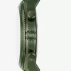 Übergroße Panorama-Armbanduhr aus olivfarbenem Leder mit Krokodilprägung Übergroße Panorama-Armbanduhr aus olivfarbenem Leder mit Krokodilprägung