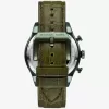 Übergroße Panorama-Armbanduhr aus olivfarbenem Leder mit Krokodilprägung Übergroße Panorama-Armbanduhr aus olivfarbenem Leder mit Krokodilprägung