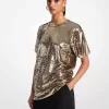 Übergroßes T-Shirt aus Jersey mit Pailletten Übergroßes T-Shirt aus Jersey mit Pailletten