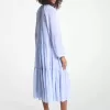 Verziertes, bedrucktes Georgette-Kleid