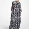 Zebra-Kaftankleid aus Crêpe de Chine aus Seide Zebra-Kaftankleid aus Crêpe de Chine aus Seide